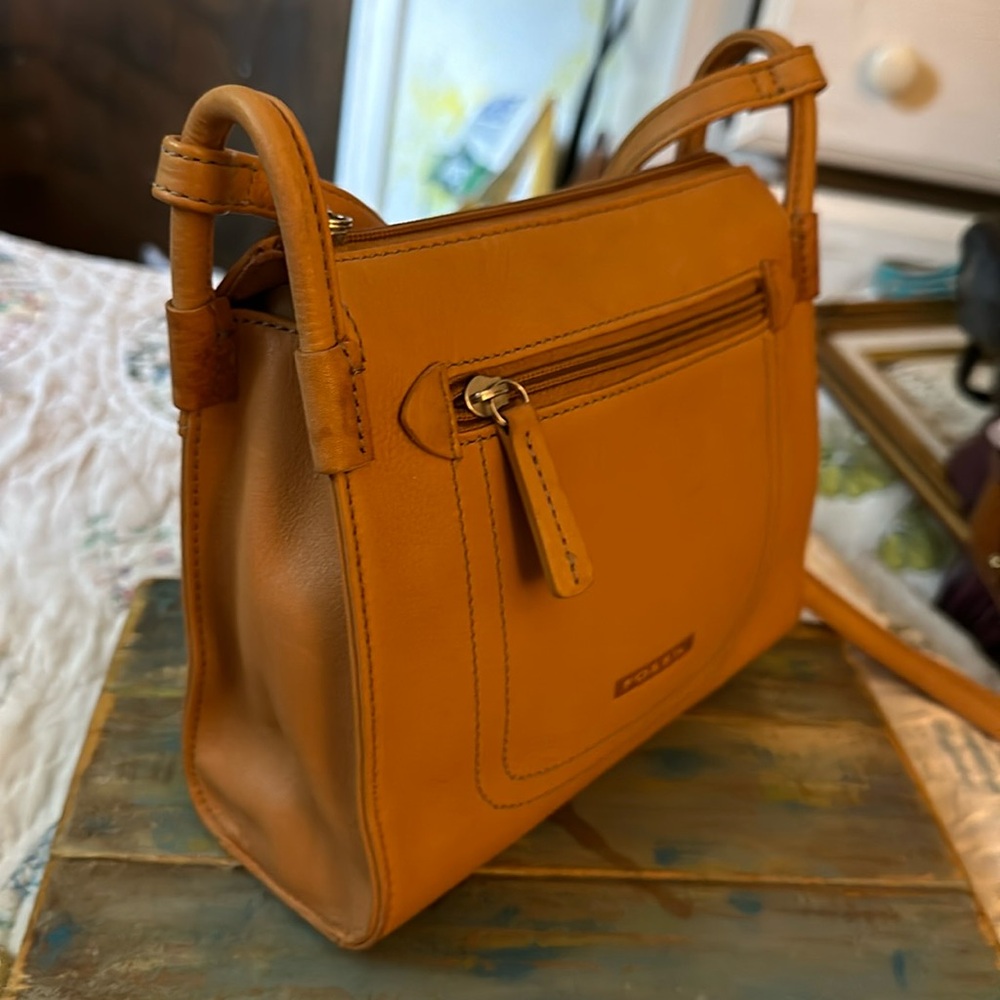 Fossil Cow Hide Camel Tailored Leather Brown Cros… - image 2